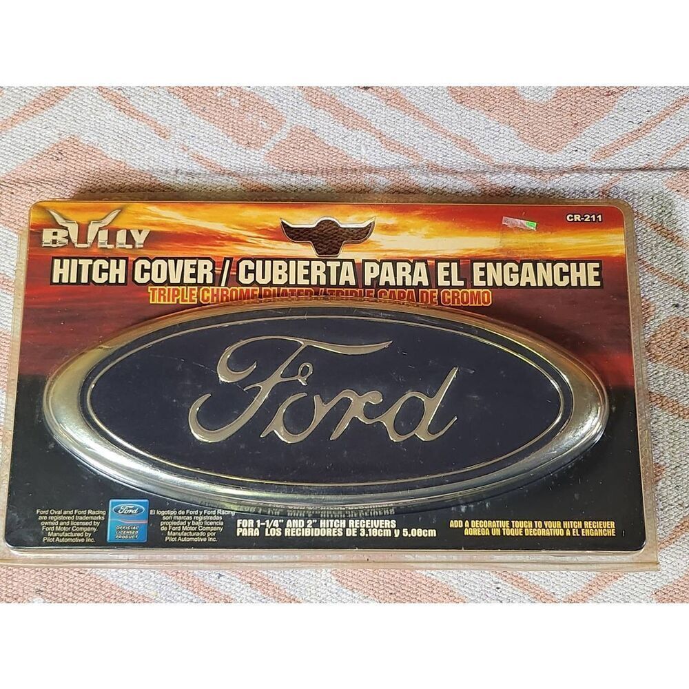 Bully Trailer Hitch Receiver Cover, Chrome Ford Logo CR-211 Fits 1 1/4” & 2” rec